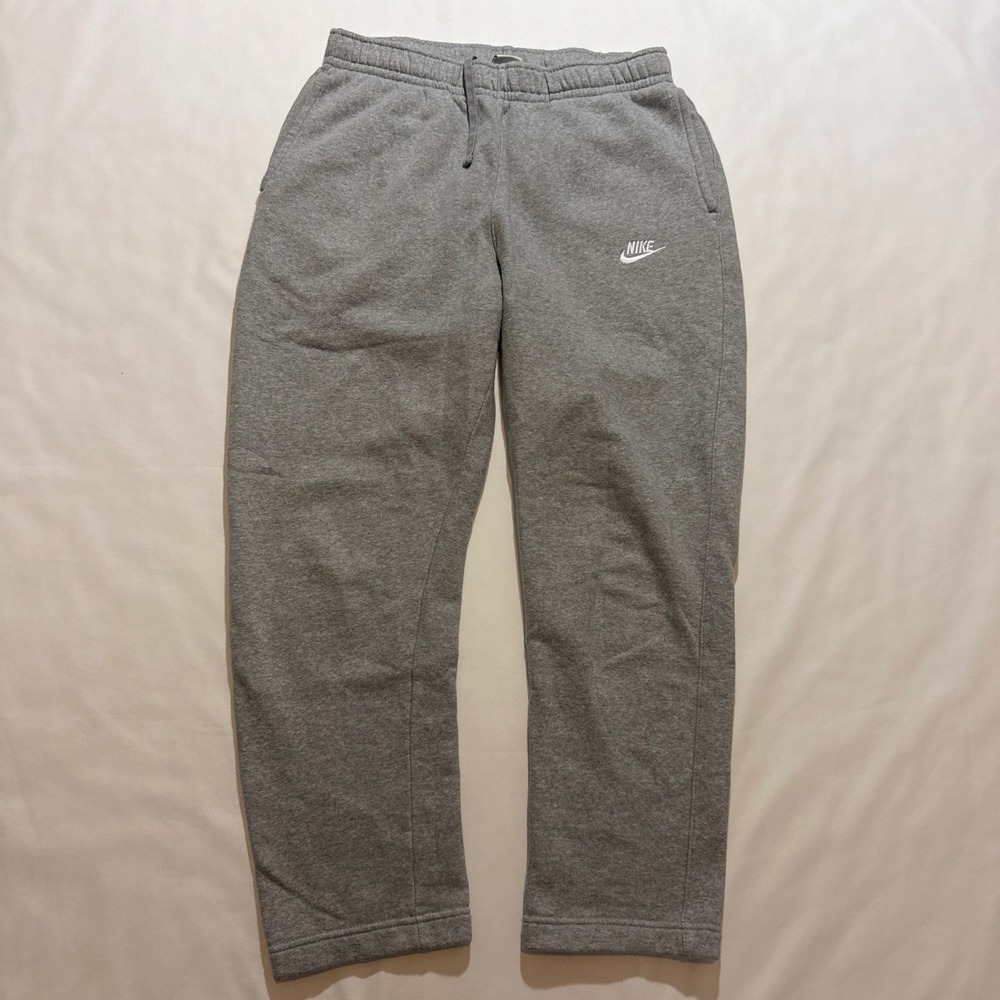 Nike Sweatpants Mens L Gray Fleece Straight Leg Embroidered Logo Lounge Pants